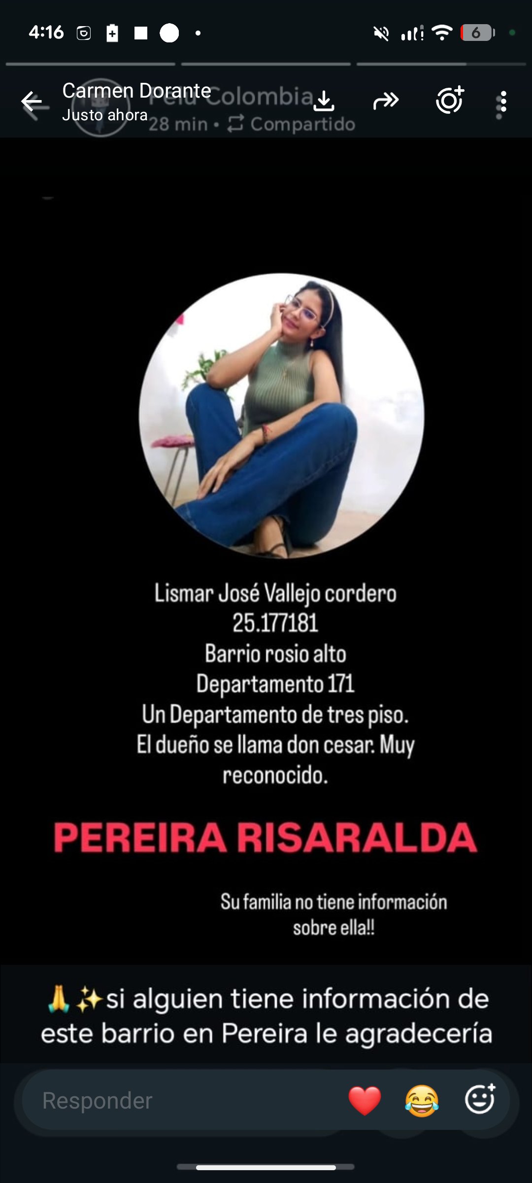 Foto de Lismar jose Ballejo Cordero