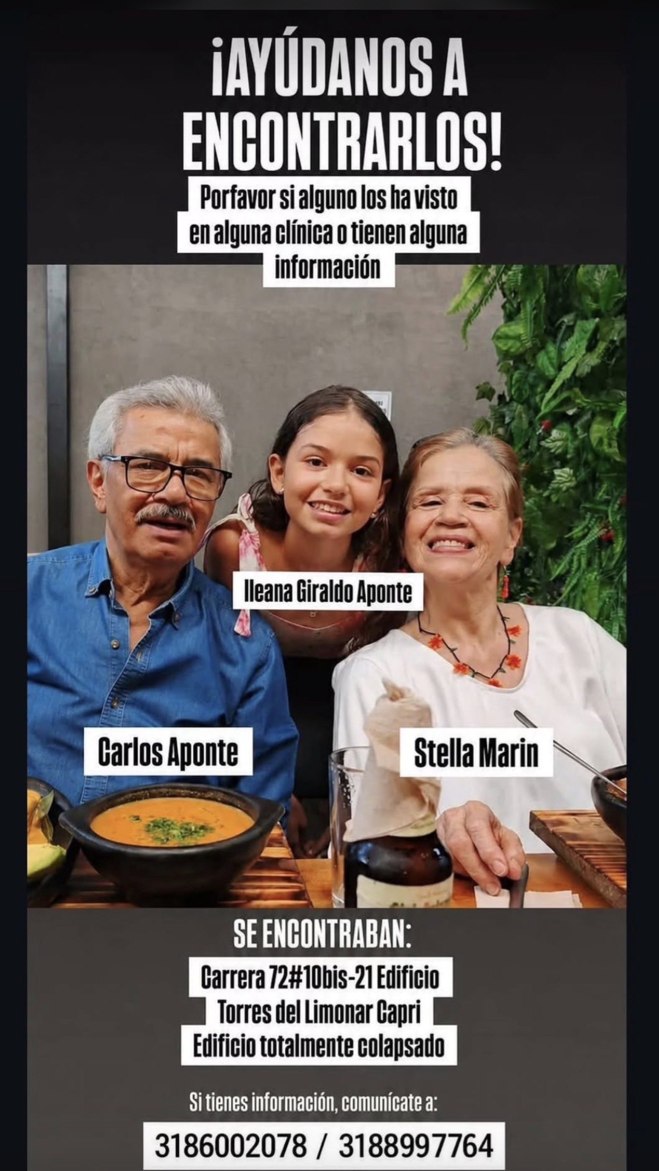 Foto de Carlos Aponte Ileana Aponte y stella Aponte giraldo
