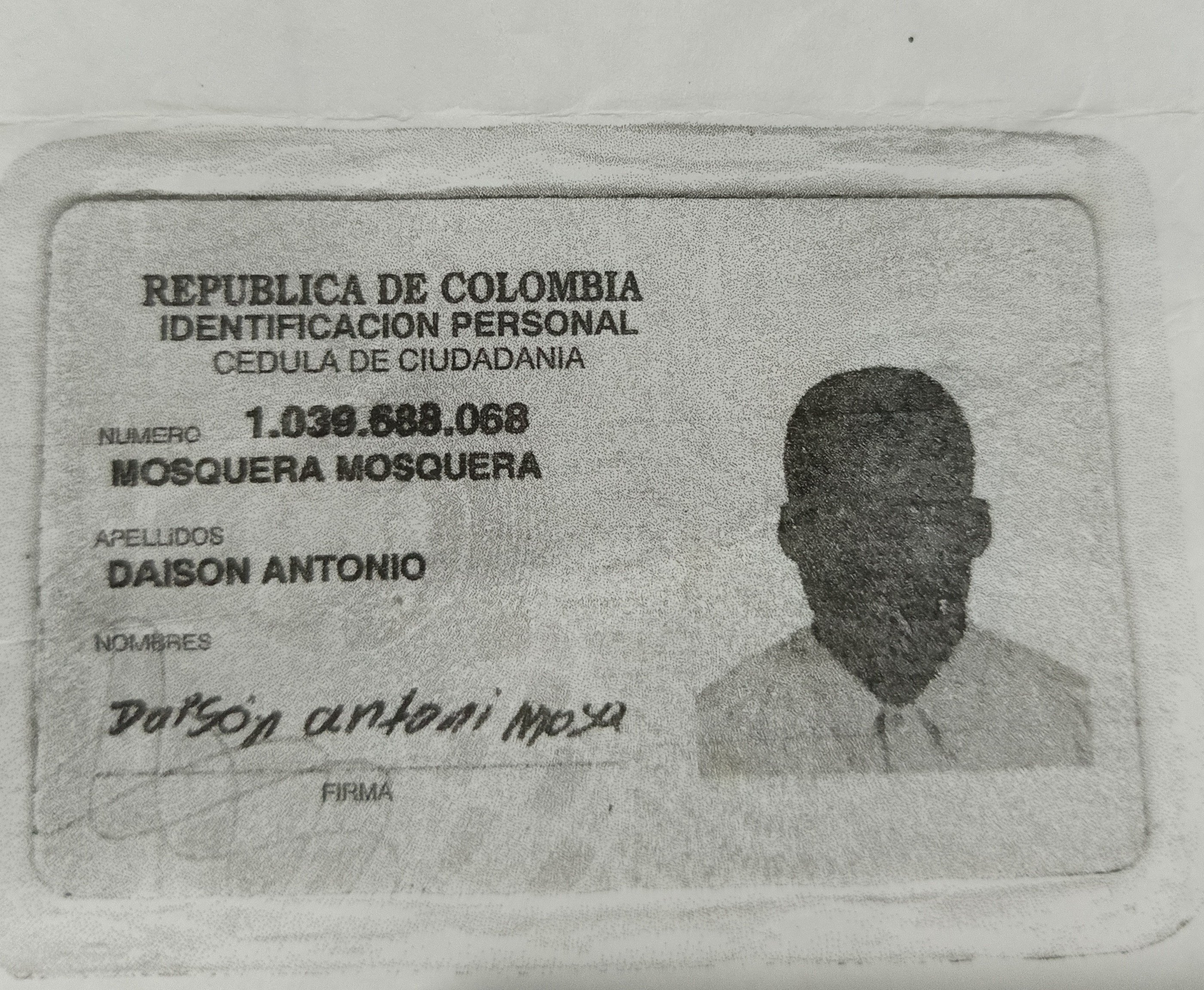 Foto de Daison Antonio Mosquera Mosquera